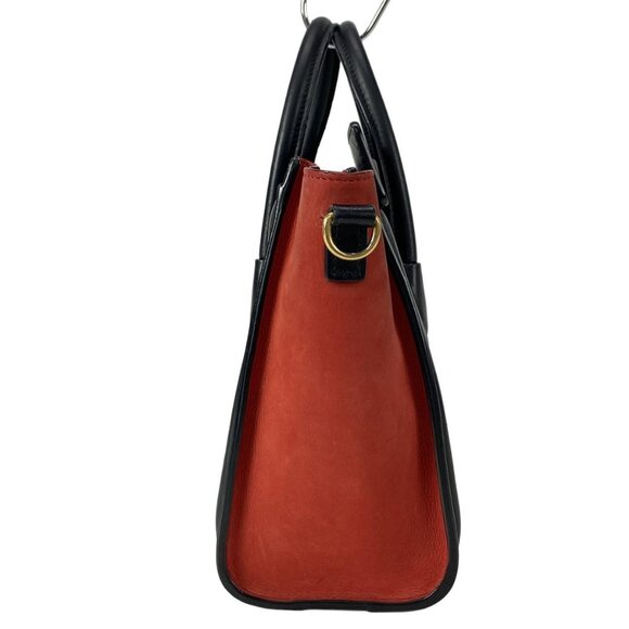 CELINE Luggage Nano Shopper 168243AAC.27CA Bordeaux Black Red Leather - - Picture 4 of 16